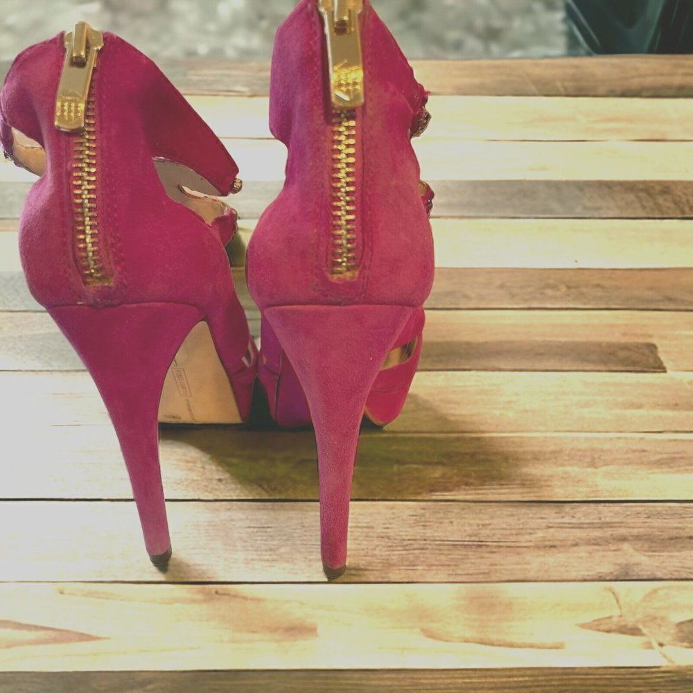 Vince Camuto Jobelle Berry Pink True Suede embellished 7.5 - Picture 7 of 9